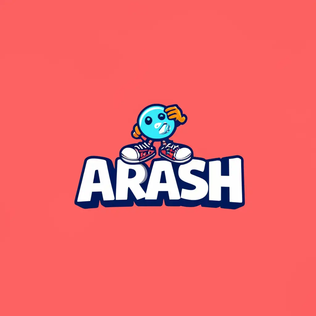 a logo design,with the text "ARASH", main symbol:cartoon character wear shoes,Moderate,clear background