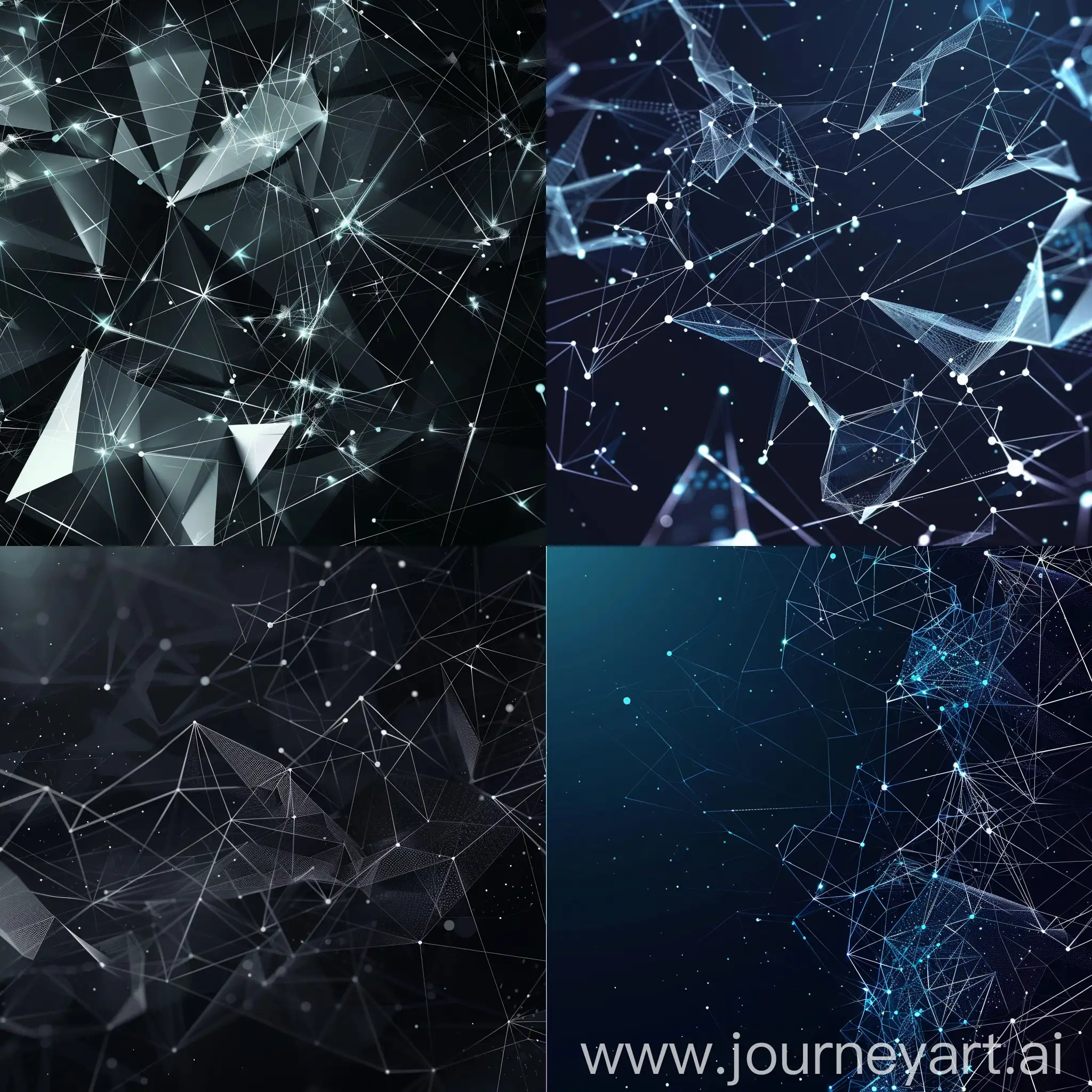 sleek and futuristic digital  background for a webpage, styled in a low poly art form, composed of interconnected geometric shapes and lines, creating a network-like mesh effect. The overall design gives off a high-tech, cyberpunk vibe