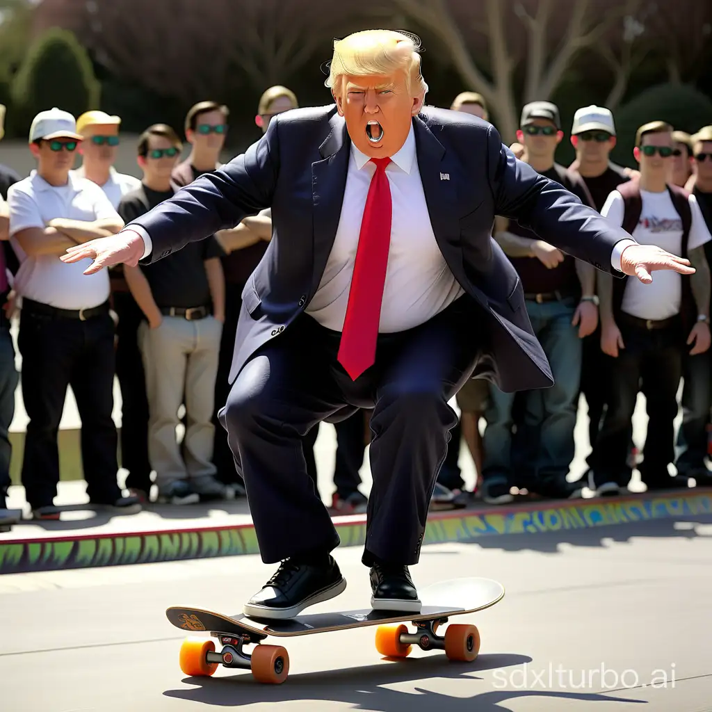 donald trump riding a skateboard