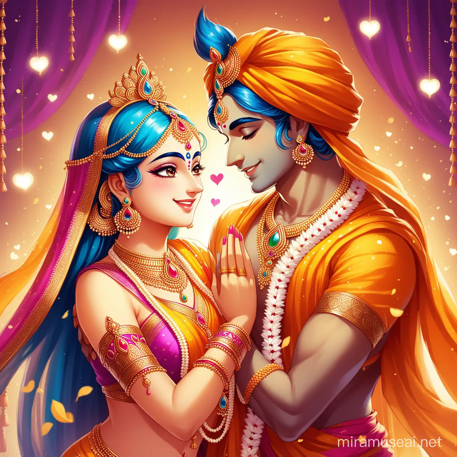 Divine Radiance Radha and Krishnas Joyful Playfulness
