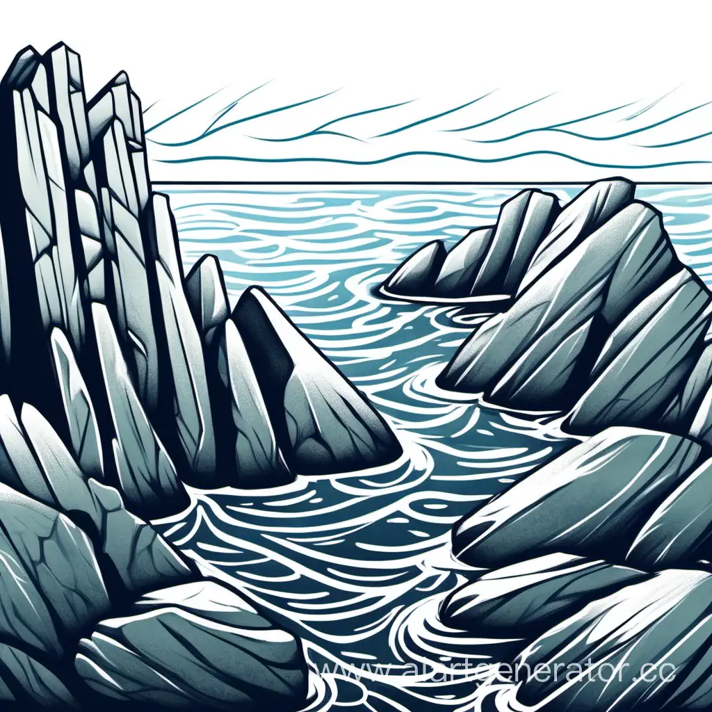 Minimalist-Seascape-with-Stylized-Rocks