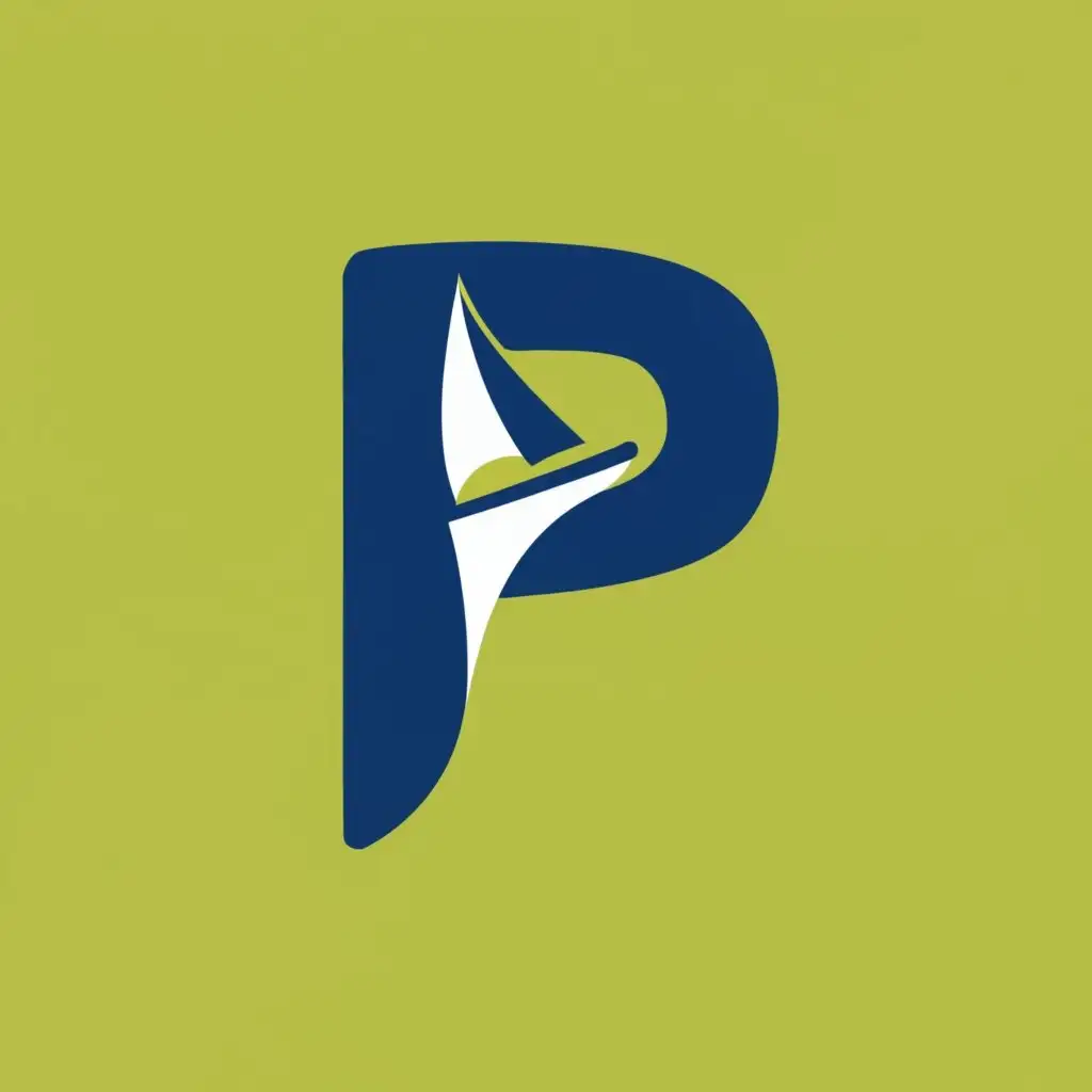 logo, Sailboat, with the text "P", typography