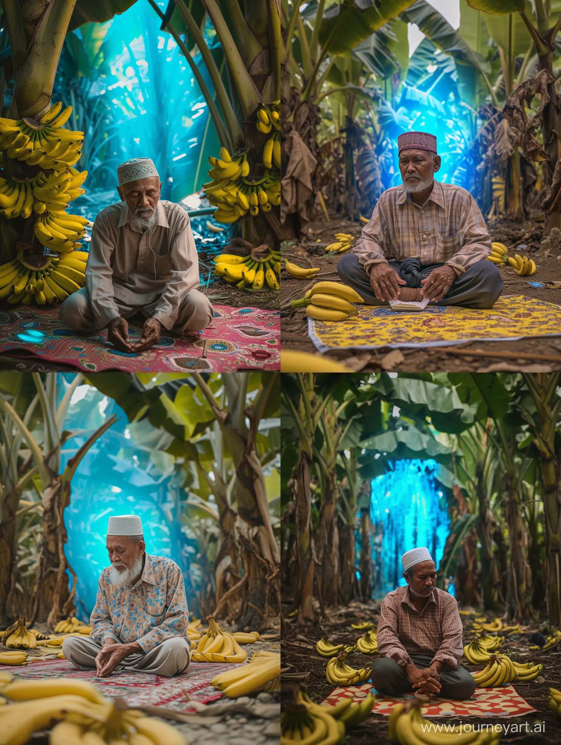 Devout-Malay-Muslim-Farmer-Prostrating-in-Banana-Plantation-with-Blue-Refraction