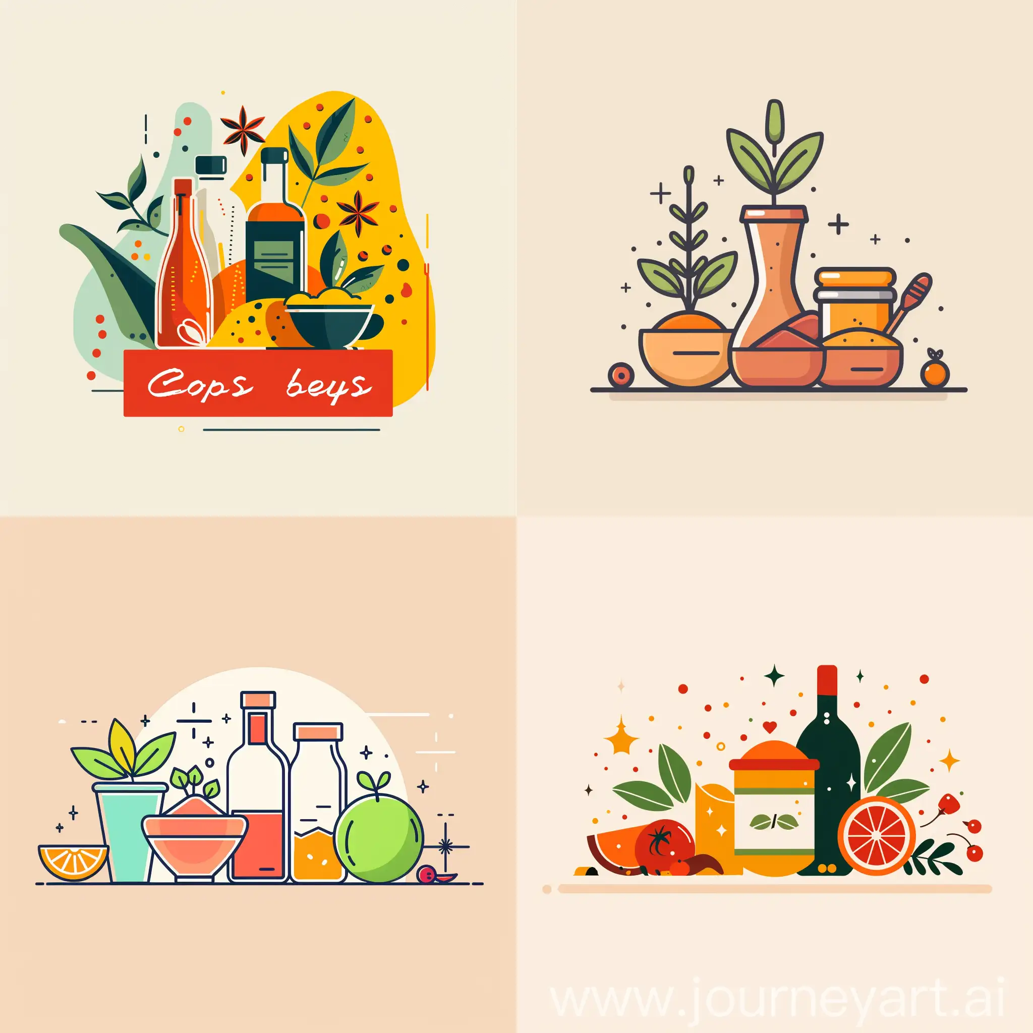 illustration a minimal graphic image about "How to build spice store website design" with a plain color background
