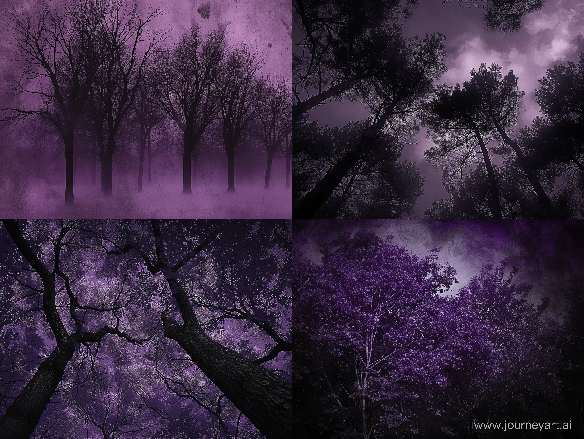 черно фиолетовые тона с деревьями