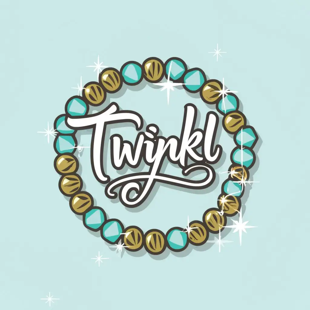 logo, beaded ring, with the text "Twinkl Trinkets", typography