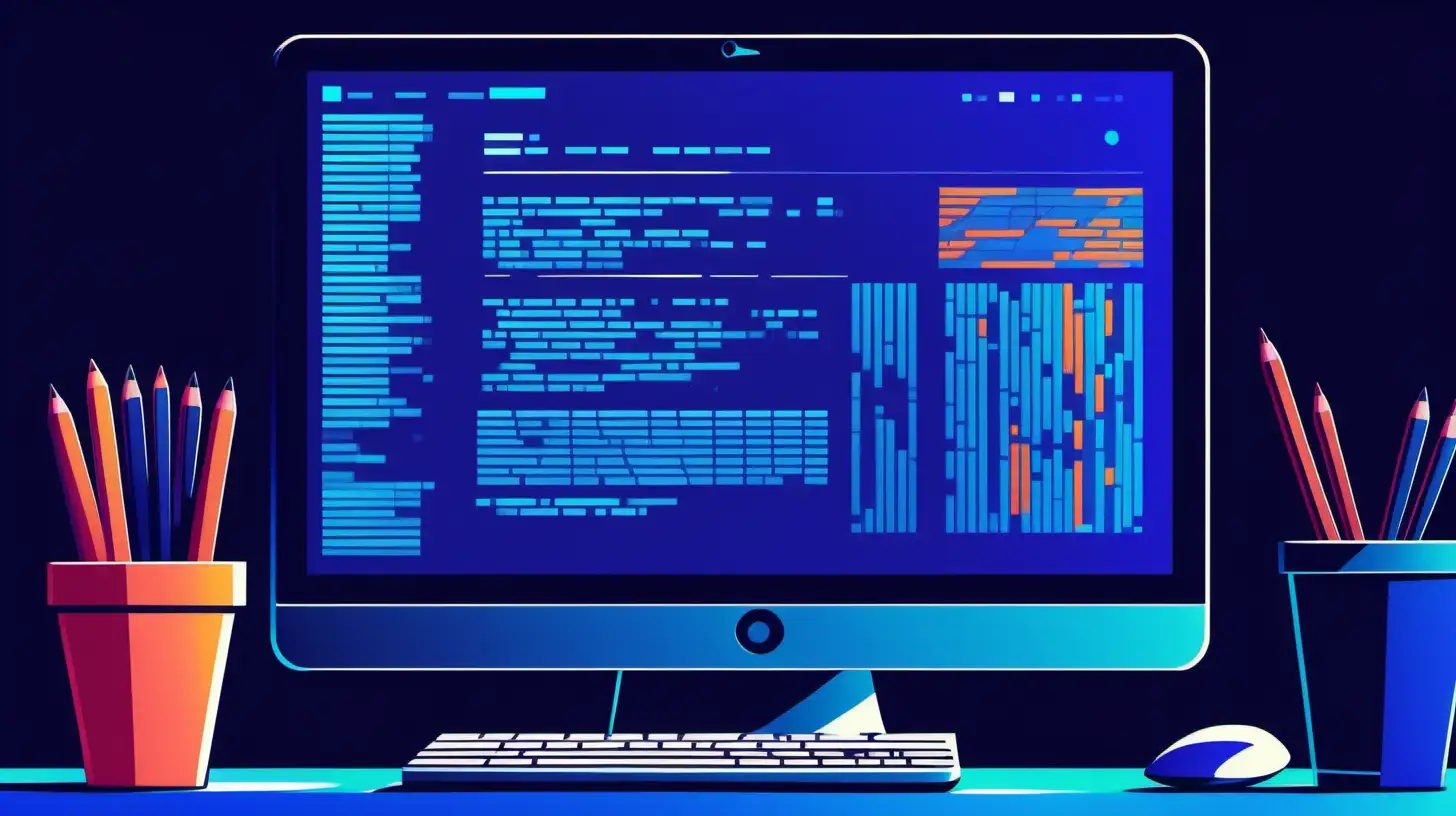 hacking services for fun and profit, cobalt strike on the laptop monitor, cartoon style, tech color palette