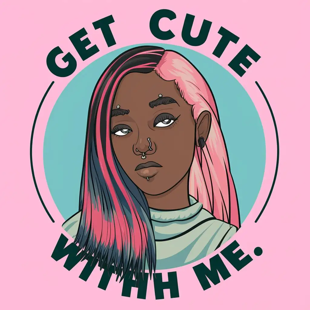 LOGO-Design-For-Get-Cute-With-Me-Vibrant-Black-Girl-with-Pink-and-Blue-Hair