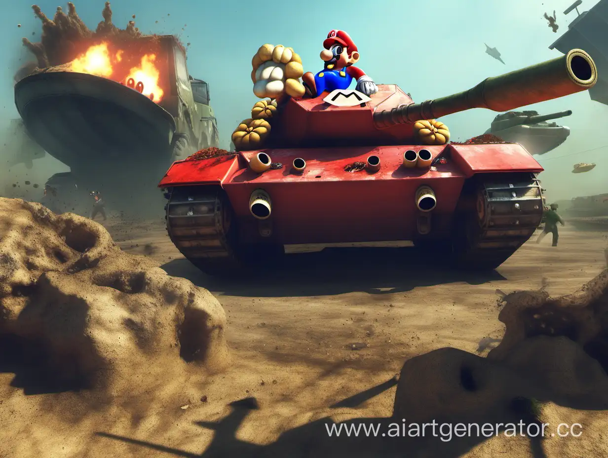 super mario in tank and more in dert killing enemies