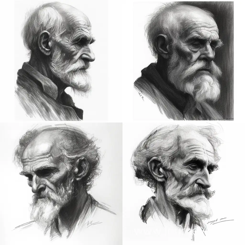 Portrait-of-Elderly-Man-in-Nikolai-Feshin-Charcoal-Style