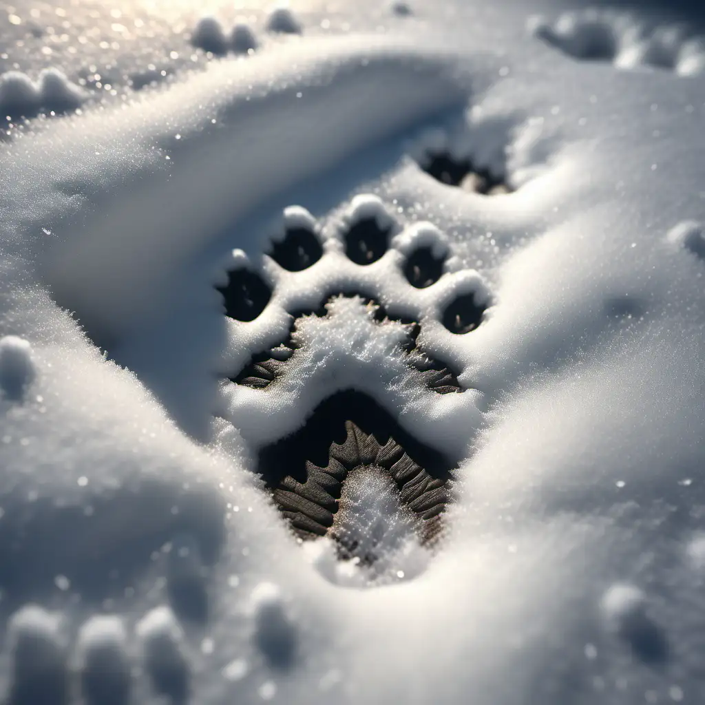 Detailed CloseUp of Ultra Realistic Troll Footprint in Snow 4K Resolution