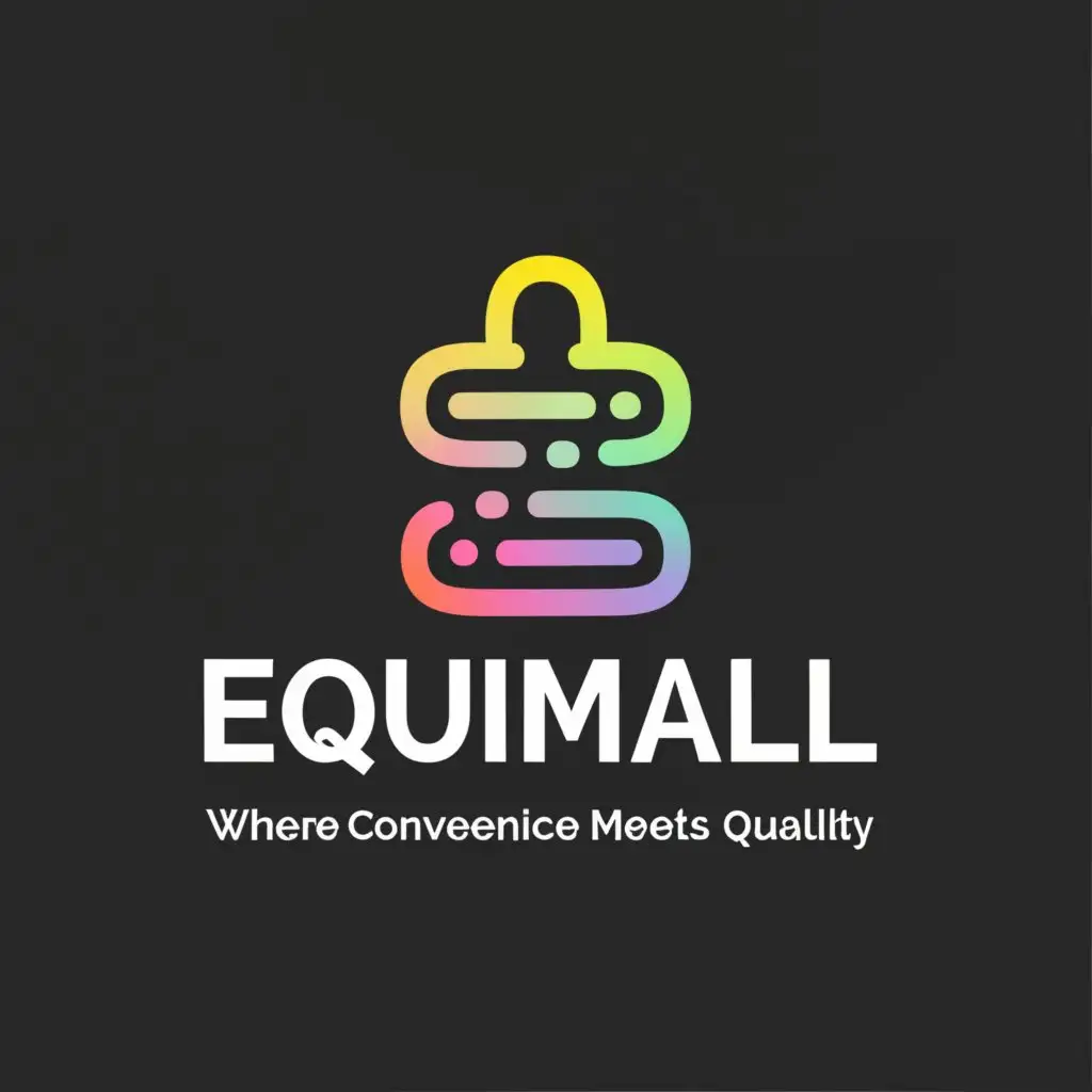 a logo design,with the text "EQUIMALL", main symbol:Combined shopping bag and digital elements
Tagline:Where Convenience Meets Quality
,Moderate,be used in Retail industry,clear background
