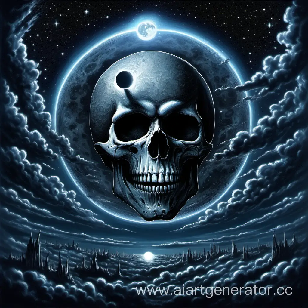 Dark-Fantasy-Art-Skull-Moon-in-Night-Sky