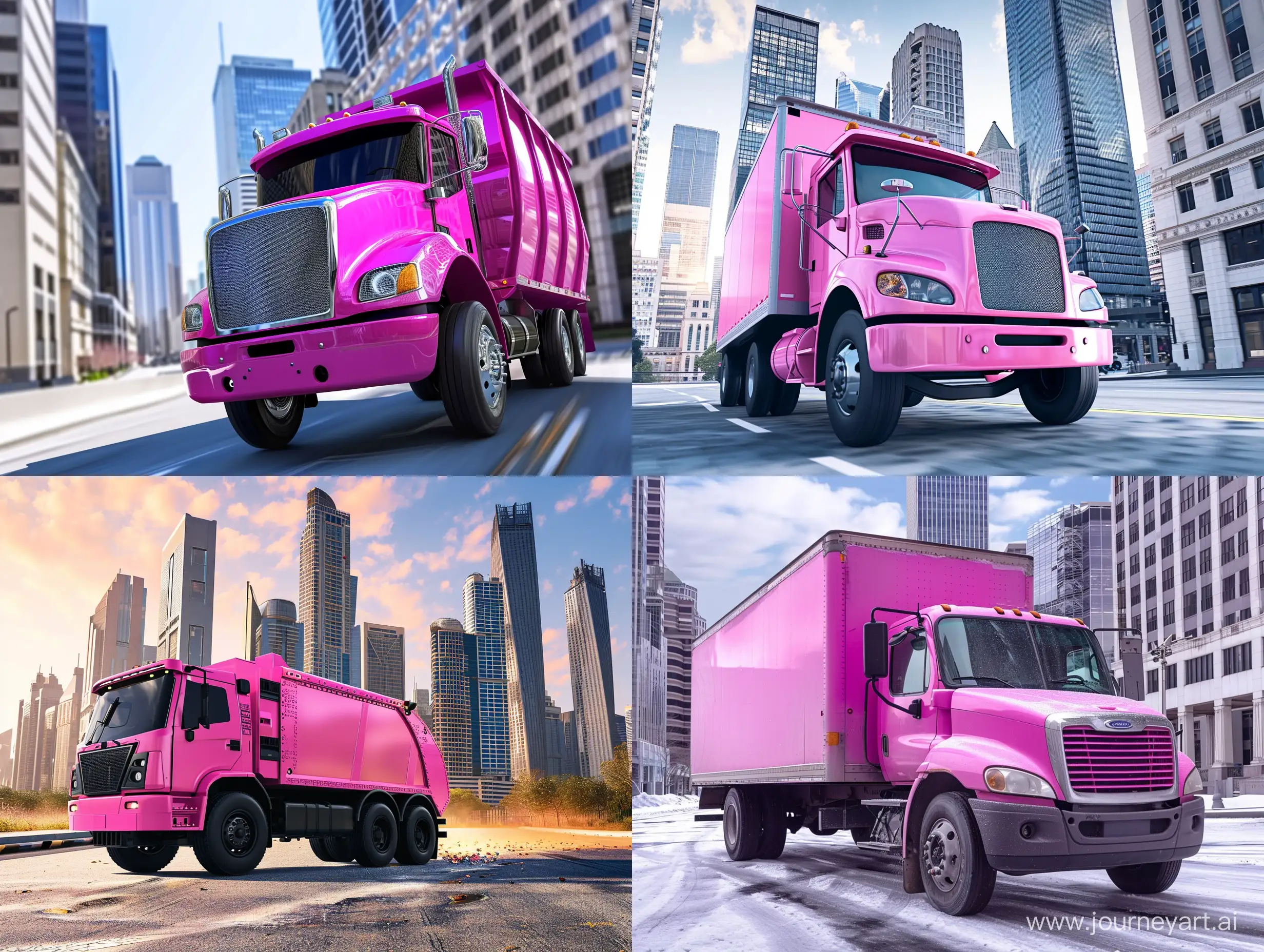 Futuristic-Pink-Cyber-Cityscape-with-Food-Recycling-Truck