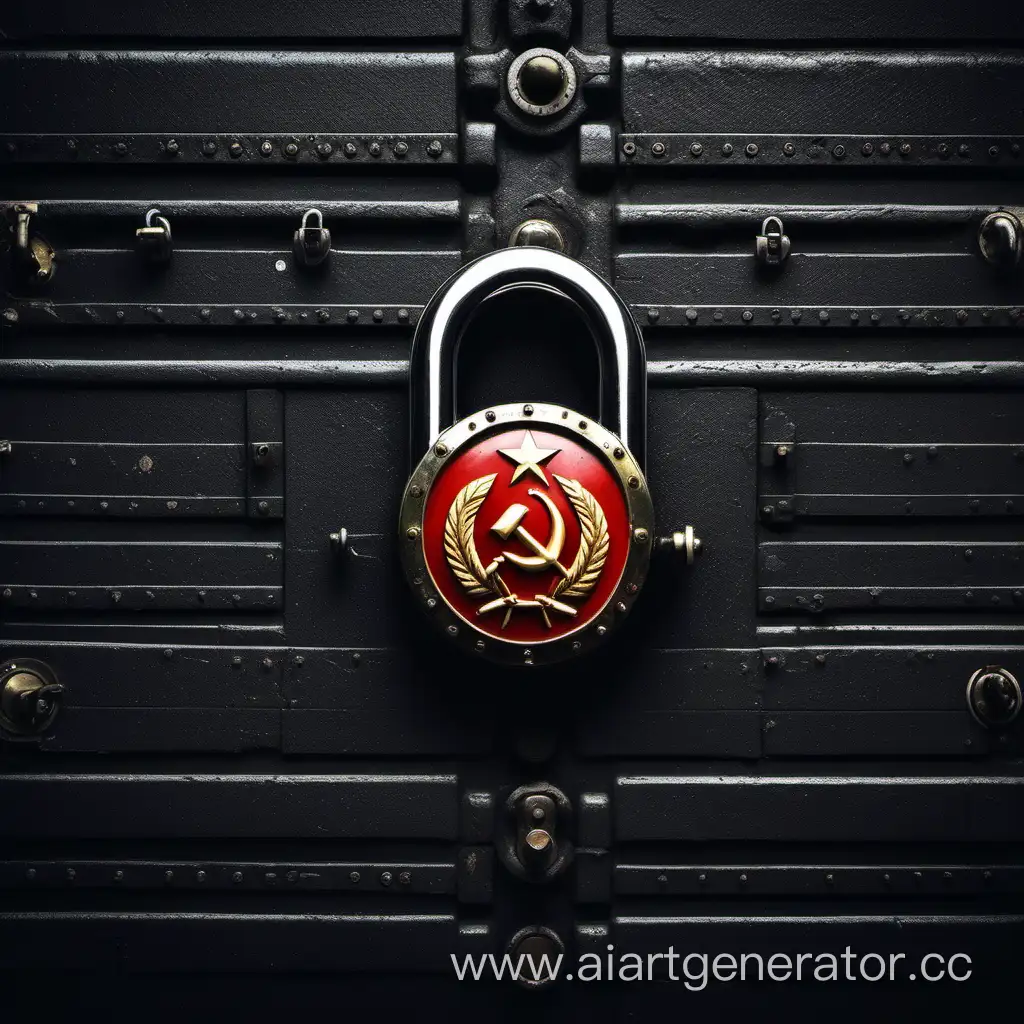 Mysterious-USSR-Lock-on-a-Dark-Background