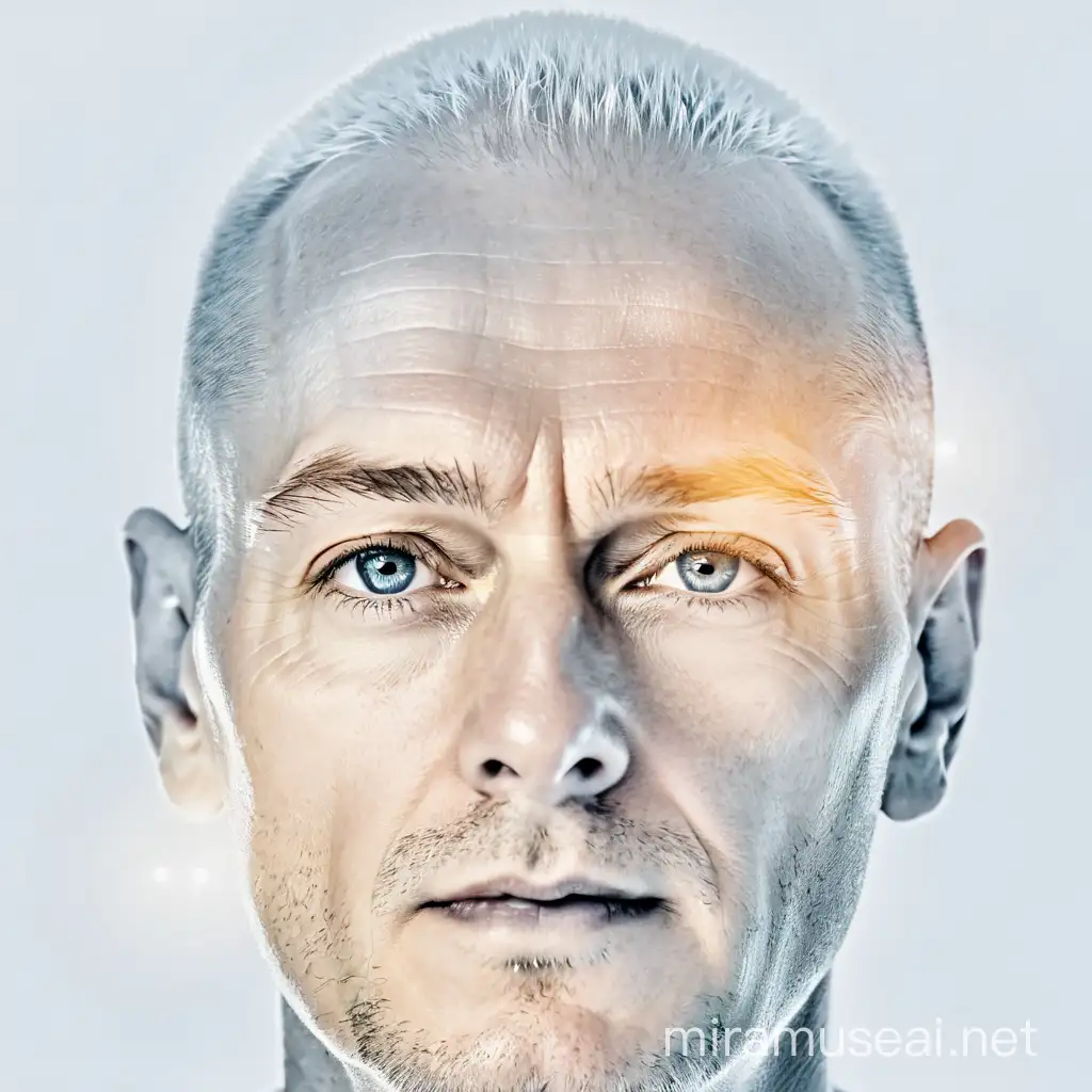 Futuristic Frontal Portrait of a Human with Technological Elements