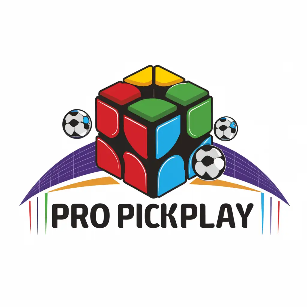 a logo design,with the text "ProPickPlay", main symbol:rubic cube soccer ball fantasy,complex,be used in Internet industry,clear background
