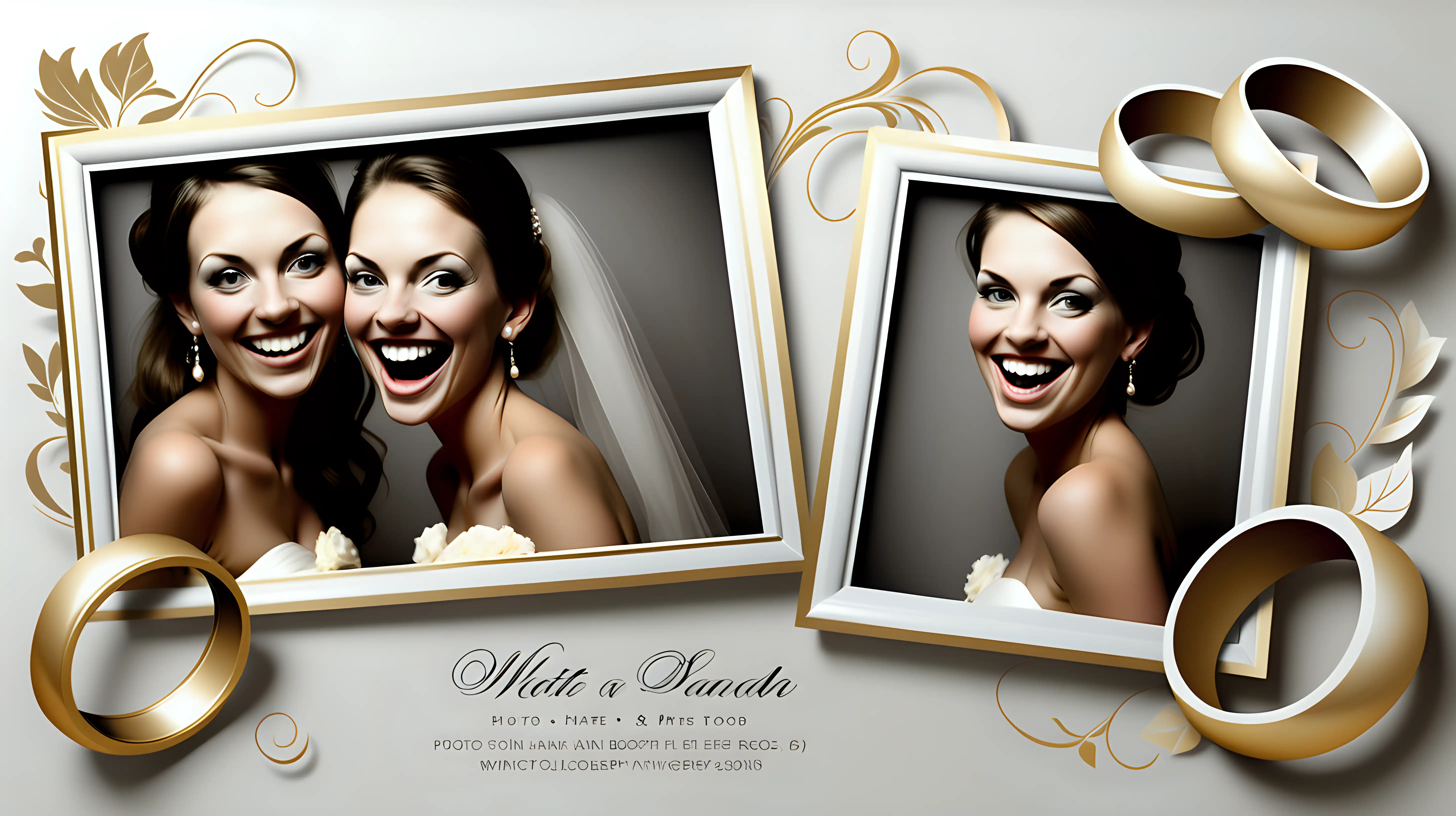 Elegant Wedding Photo Booth Template with Golden Rings