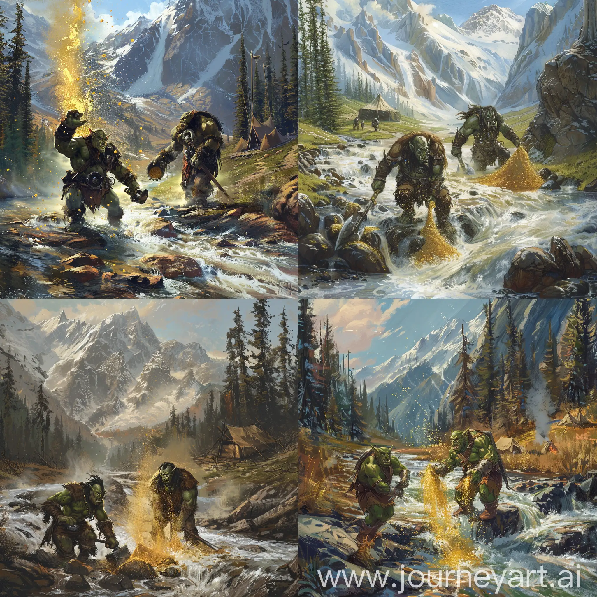 Majestic-Taiga-Scene-Orcs-Mining-Gold-Dust-by-the-River