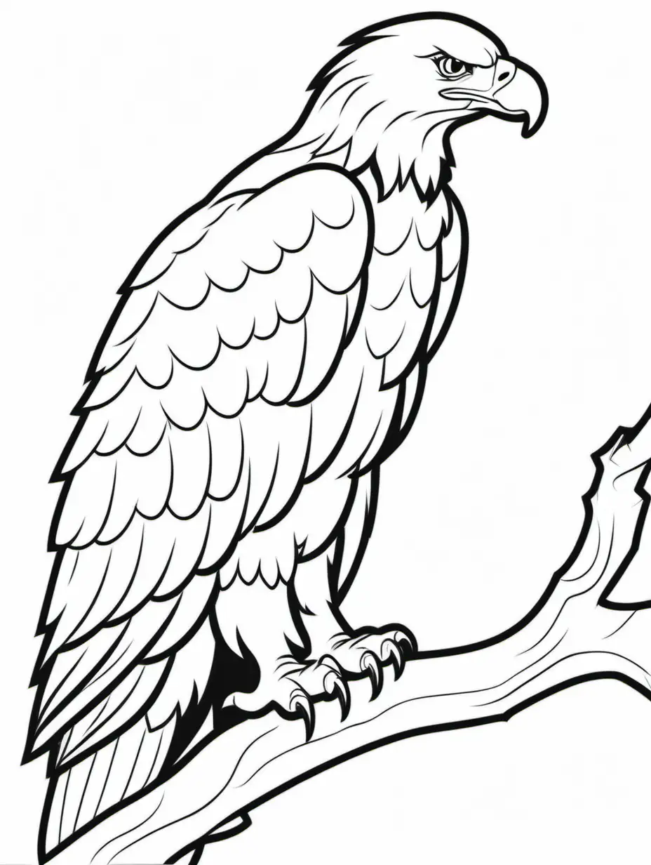 Eagle-Perched-on-Branch-Coloring-Page-Simplified-Line-Art-for-Easy-Coloring