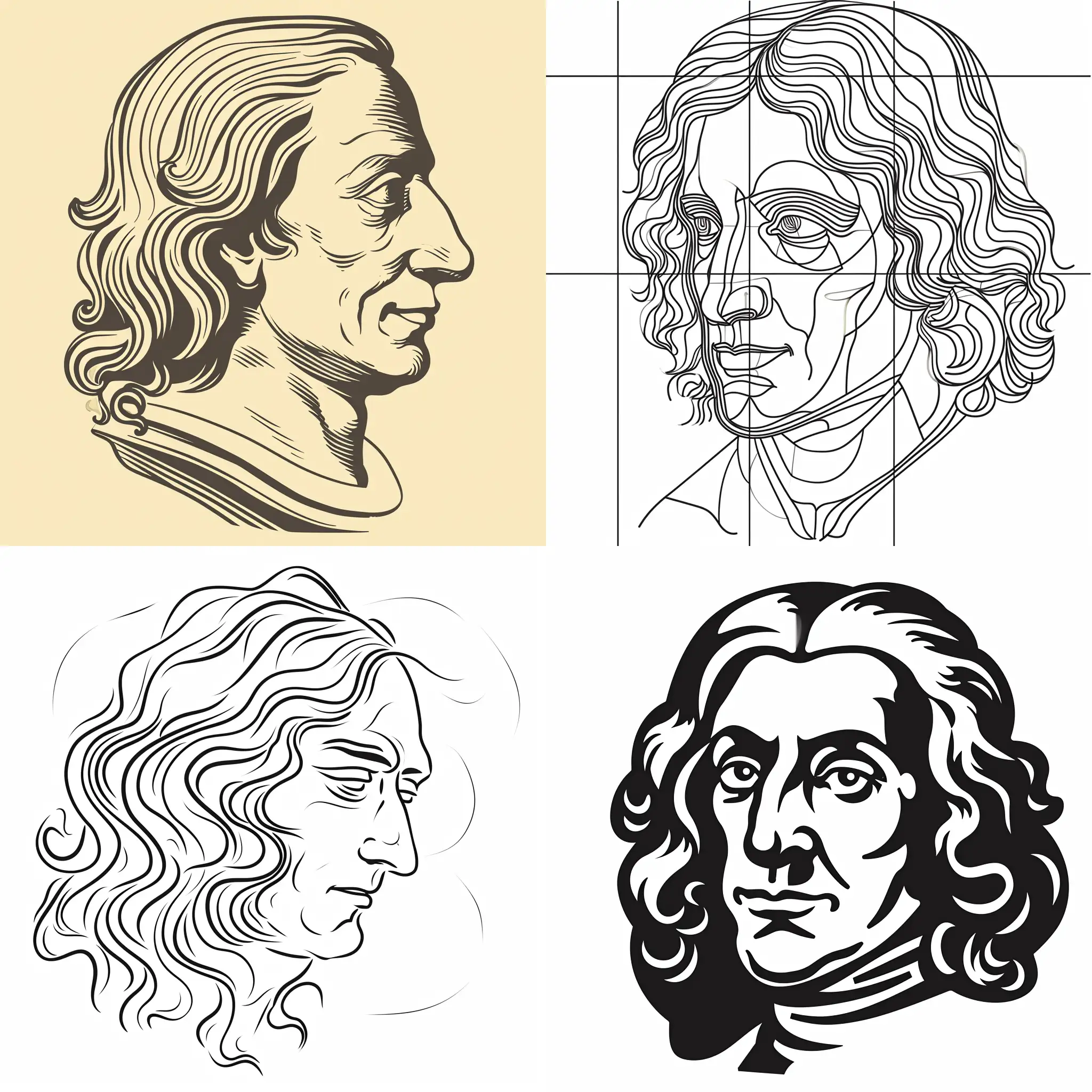 Голова Исаака Ньютона. Простыми линиями