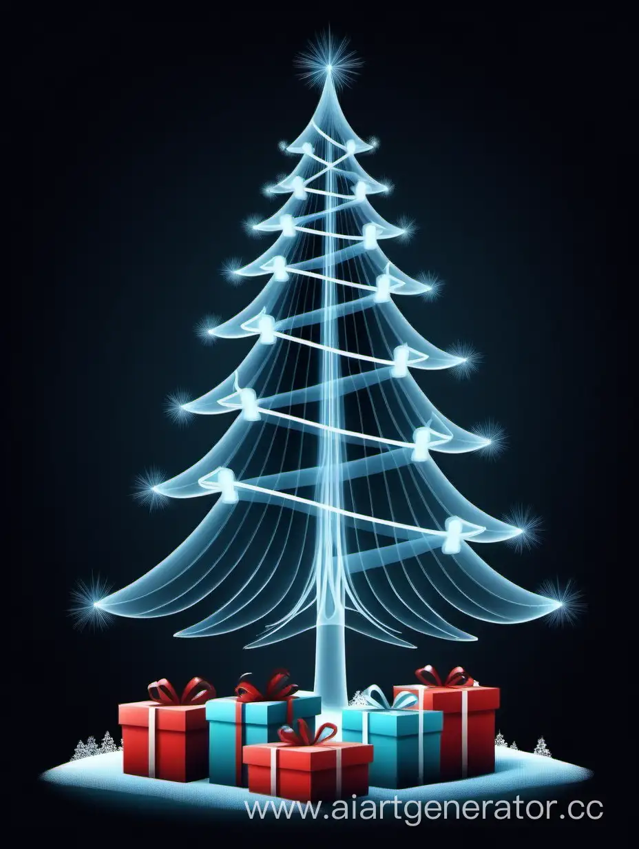 Christmas tree with gifts in X-rays