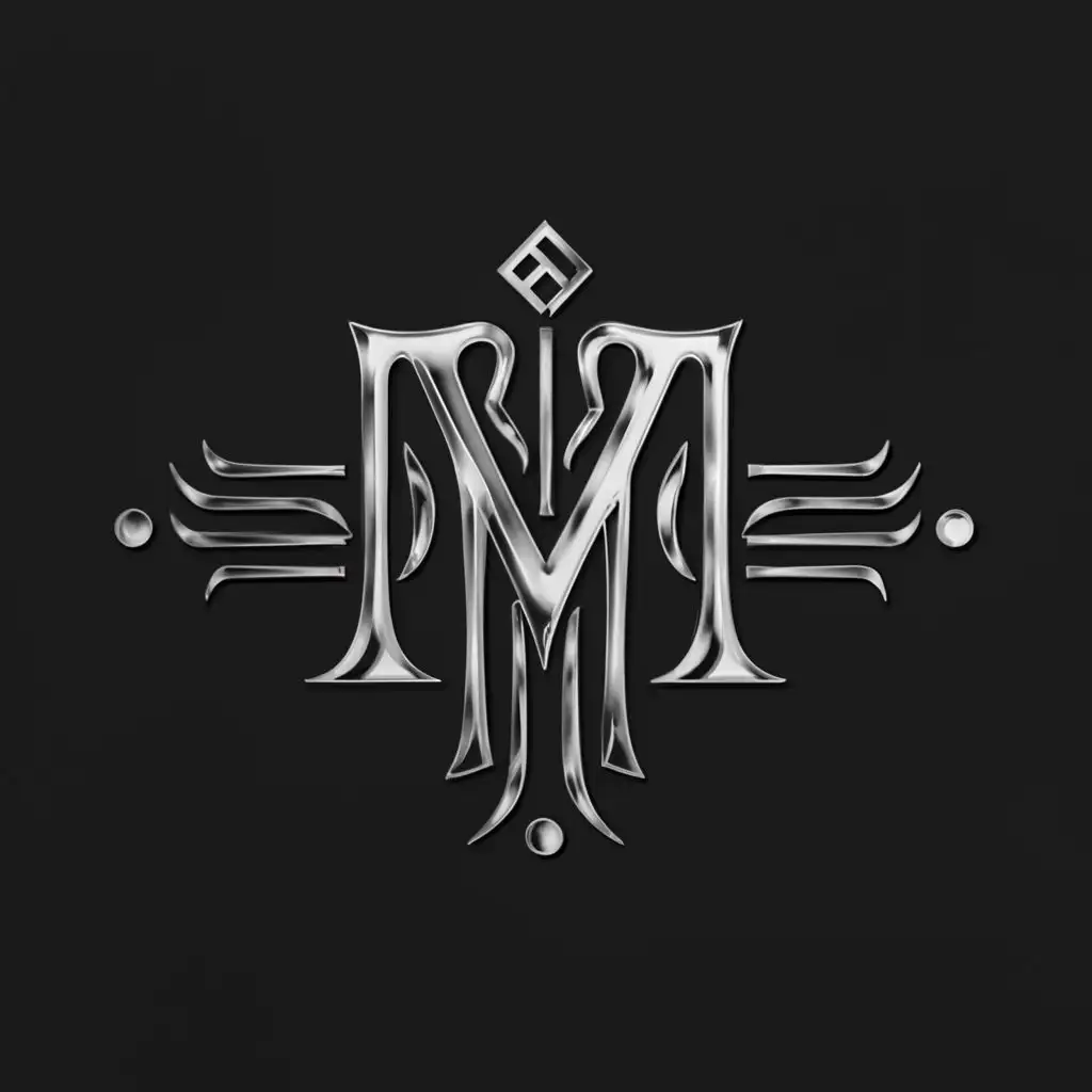 a logo design,with the text """"
      MP
MORPHEUS
"""", main symbol:Devil's alphabet, silver color