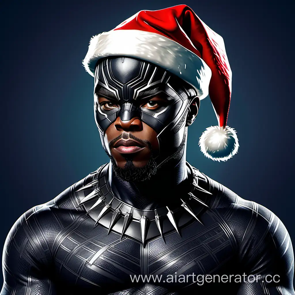 Festive-Black-Panther-Wearing-a-Christmas-Hat