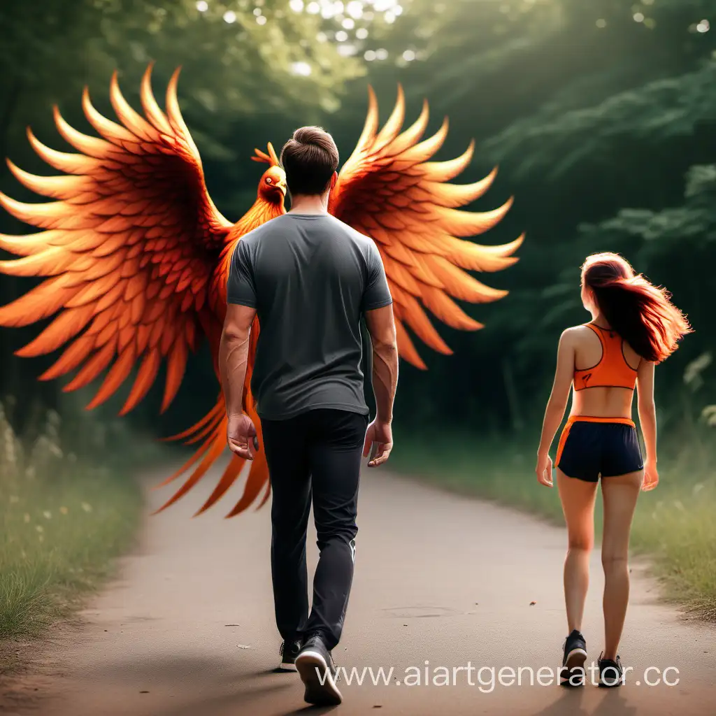 Athletic-PhoenixTattooed-Sportsman-Moving-Away-from-Foreground-Girl