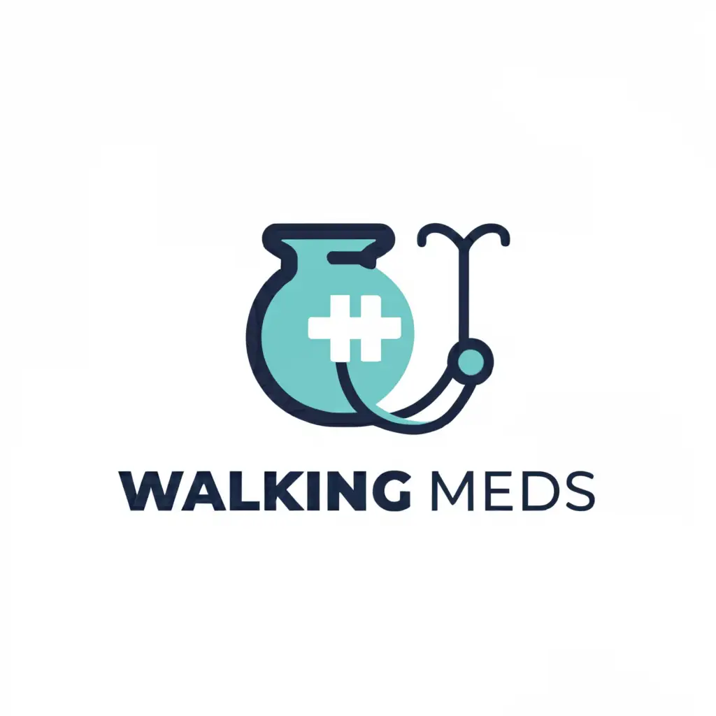 a logo design,with the text "Walking Meds", main symbol:Pharmacy related,Moderate,clear background
