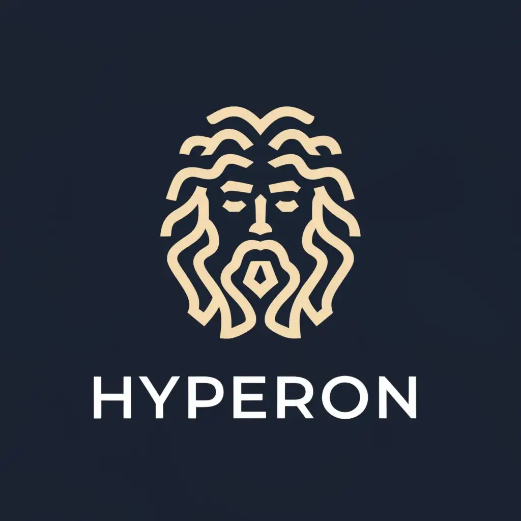 a logo design,with the text "Hyperion", main symbol:Greek God Zeus face in icon style with hair and beard in circle, very minimal,Minimalistic,be used in Technology industry,clear background