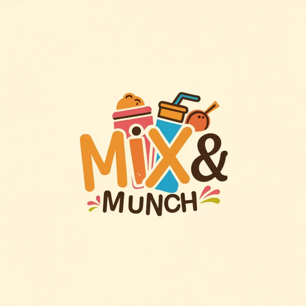 a logo design,with the text "mix & munch", main symbol:drink and snack,Moderate,be used in Restaurant industry,clear background