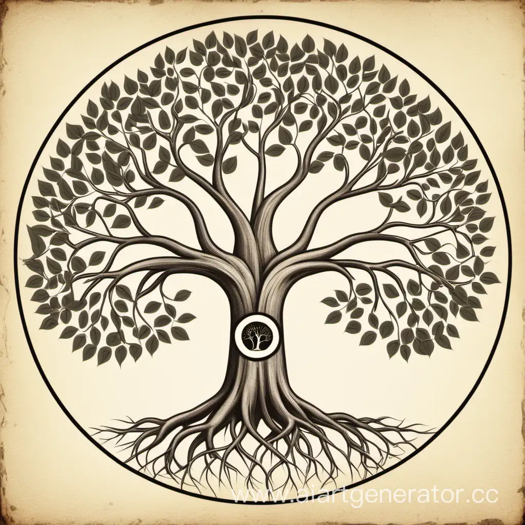 family tree with roots in circle