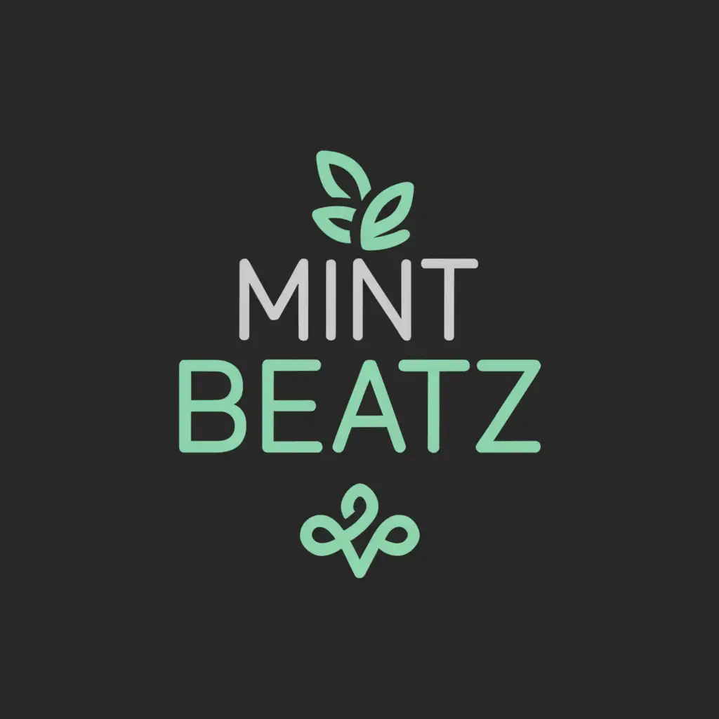 a logo design,with the text 'MINT Beatz', main symbol:ice fresh mint,Minimalistic,be used in music industry,clear background, color #00ffee 