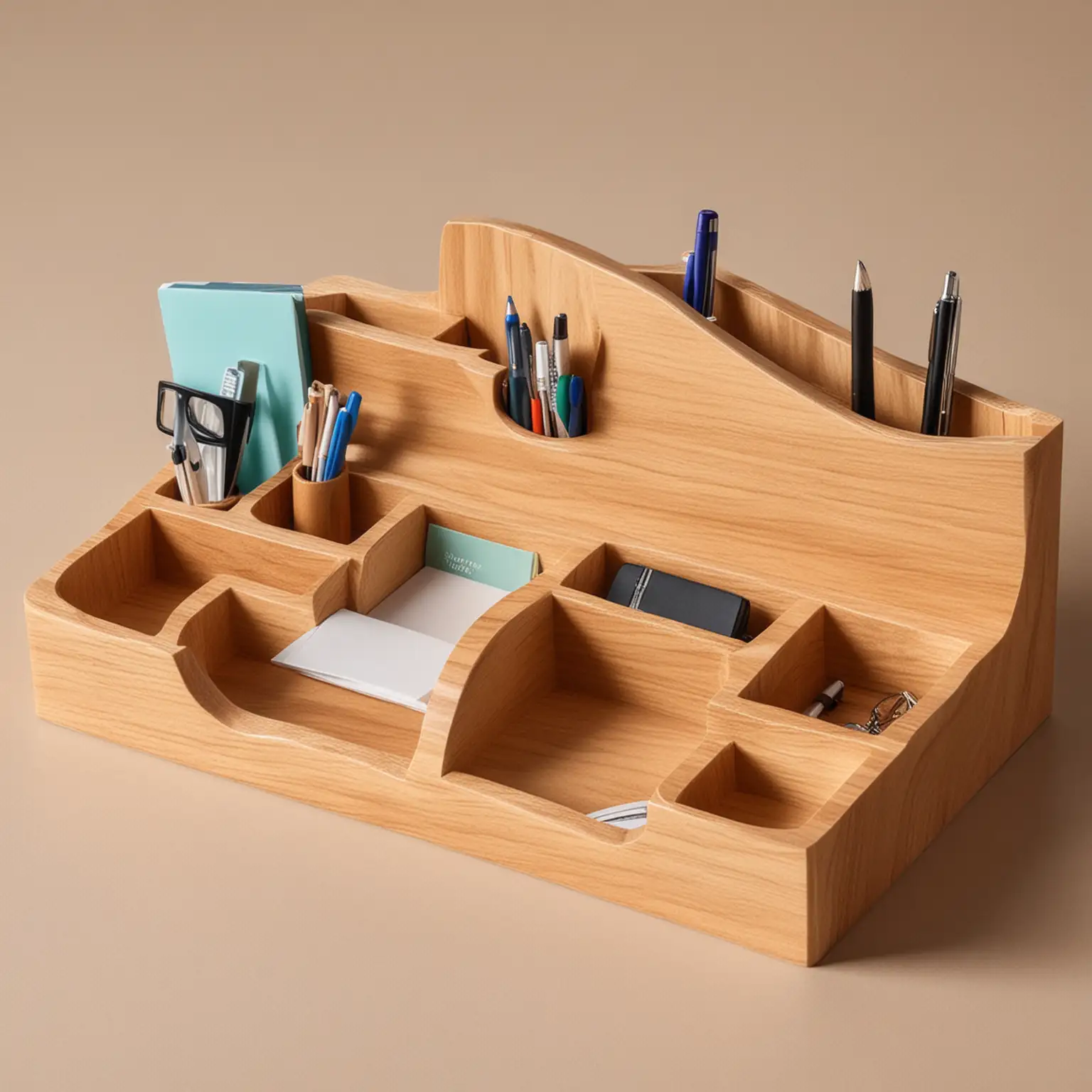 Wooden Bend Style Desk Organizer for Office