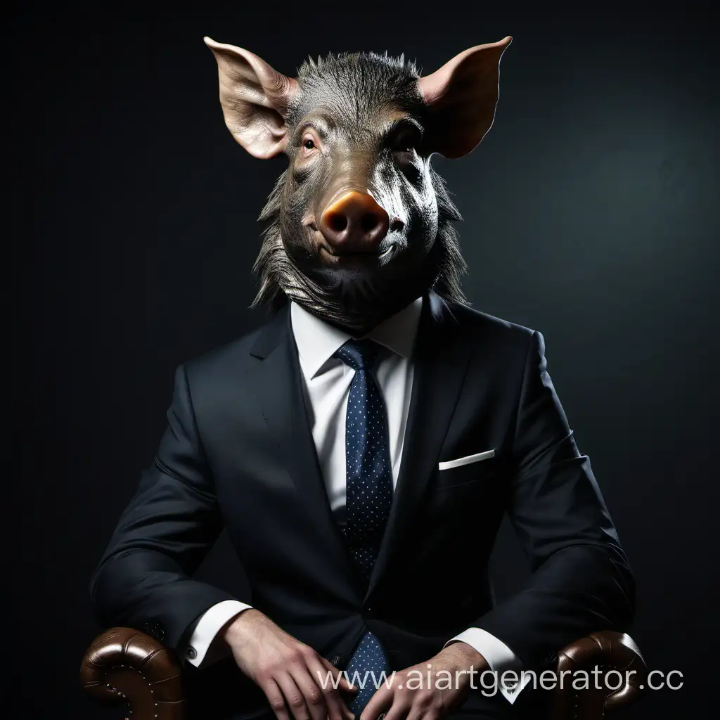 Businessman-with-Boars-Head-Portrait