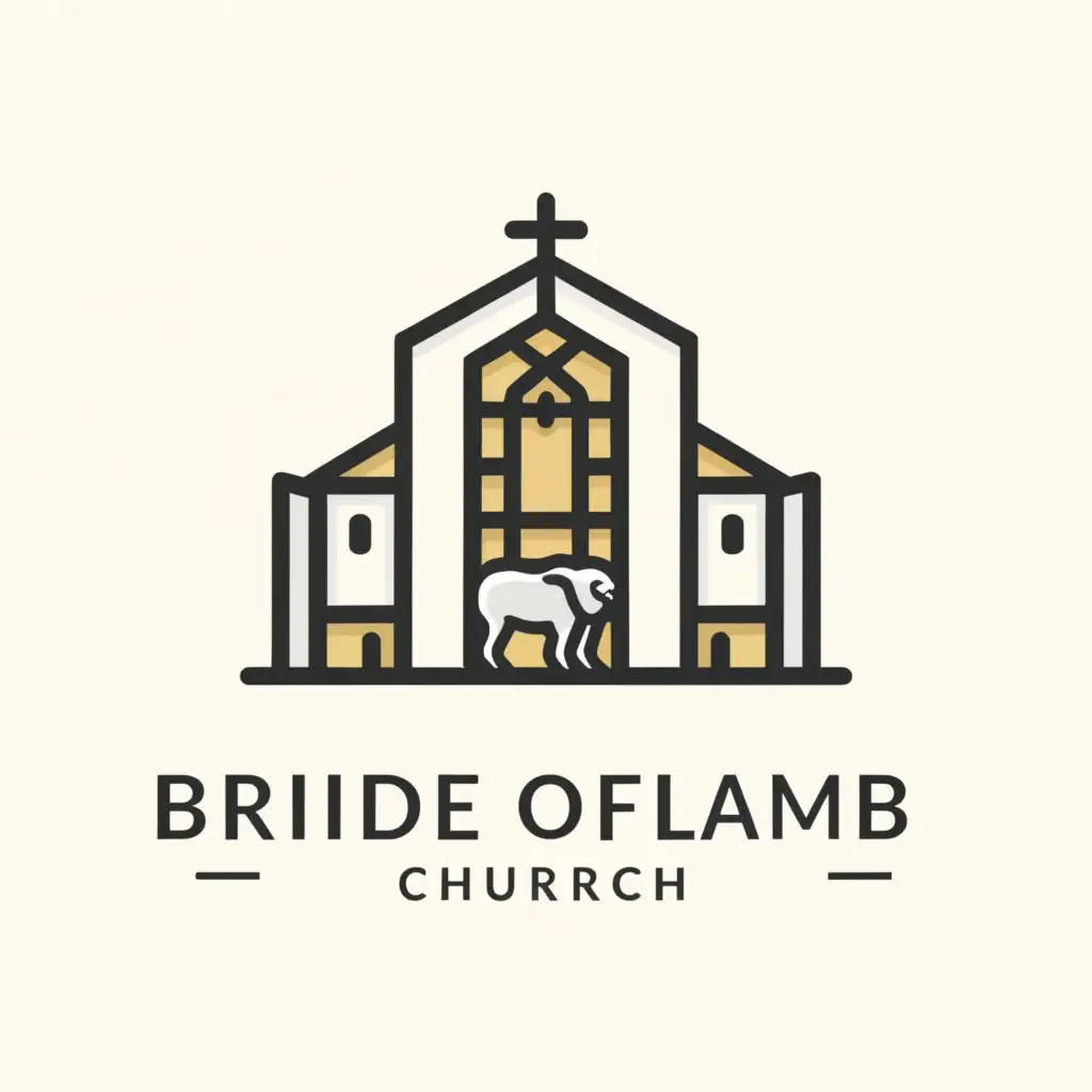 a logo design,with the text "Bride of Lamb Church", main symbol:church with cross and 
lamb,Moderate,be used in Religious industry,clear background