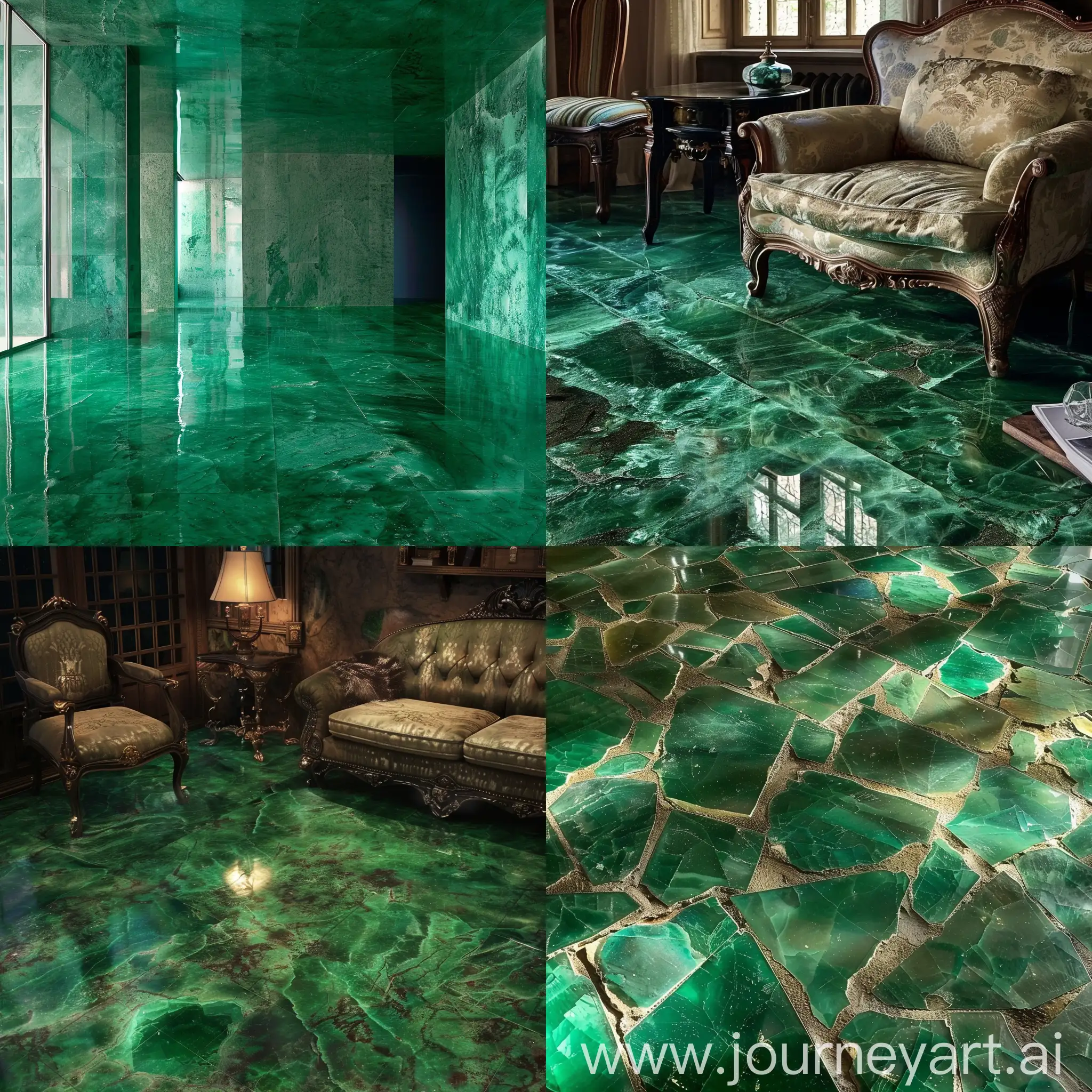 Vibrant-Emerald-Floor-Artwork-Abstract-Geometric-Patterns