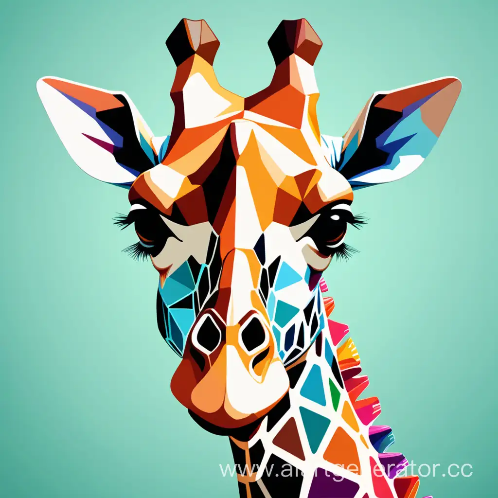 Colourful giraffe head in style of a Voronoi diagram