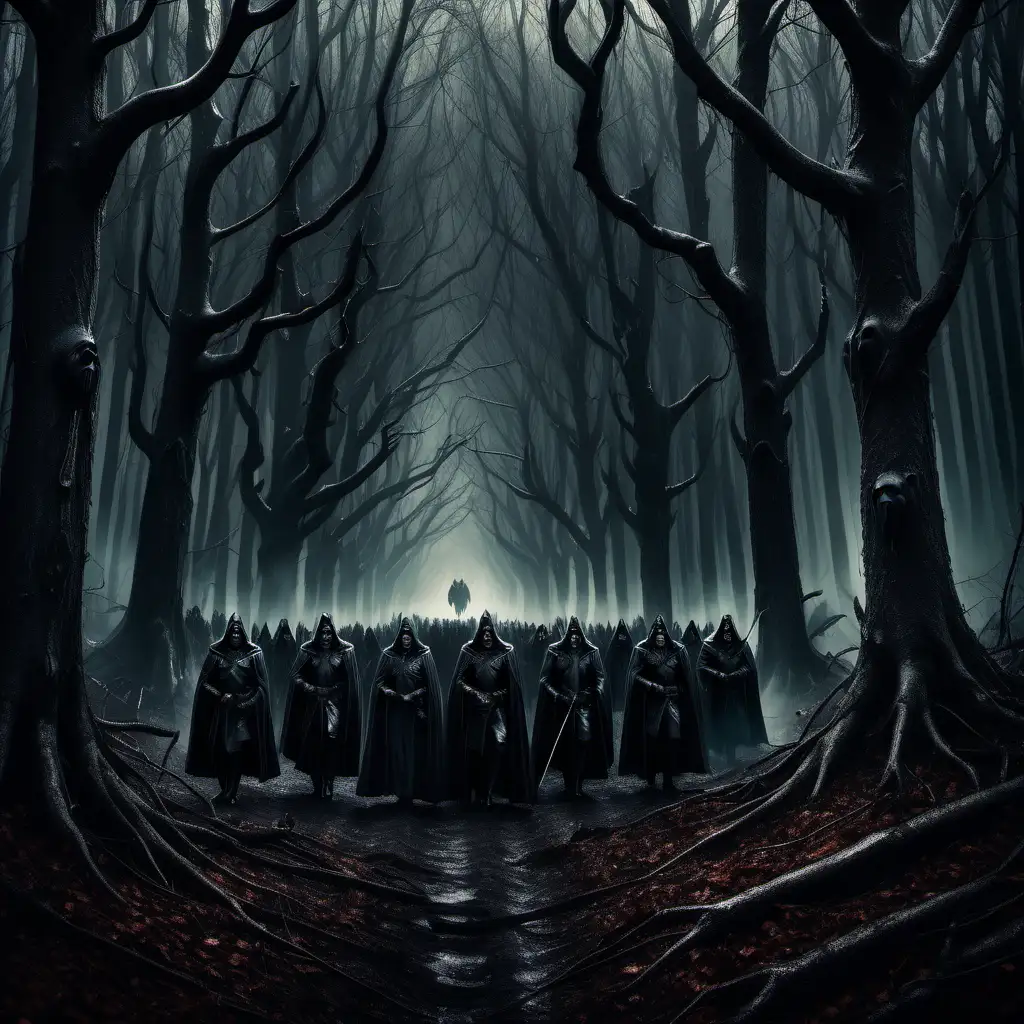 Royal Procession Through Enchanted Dark Forest