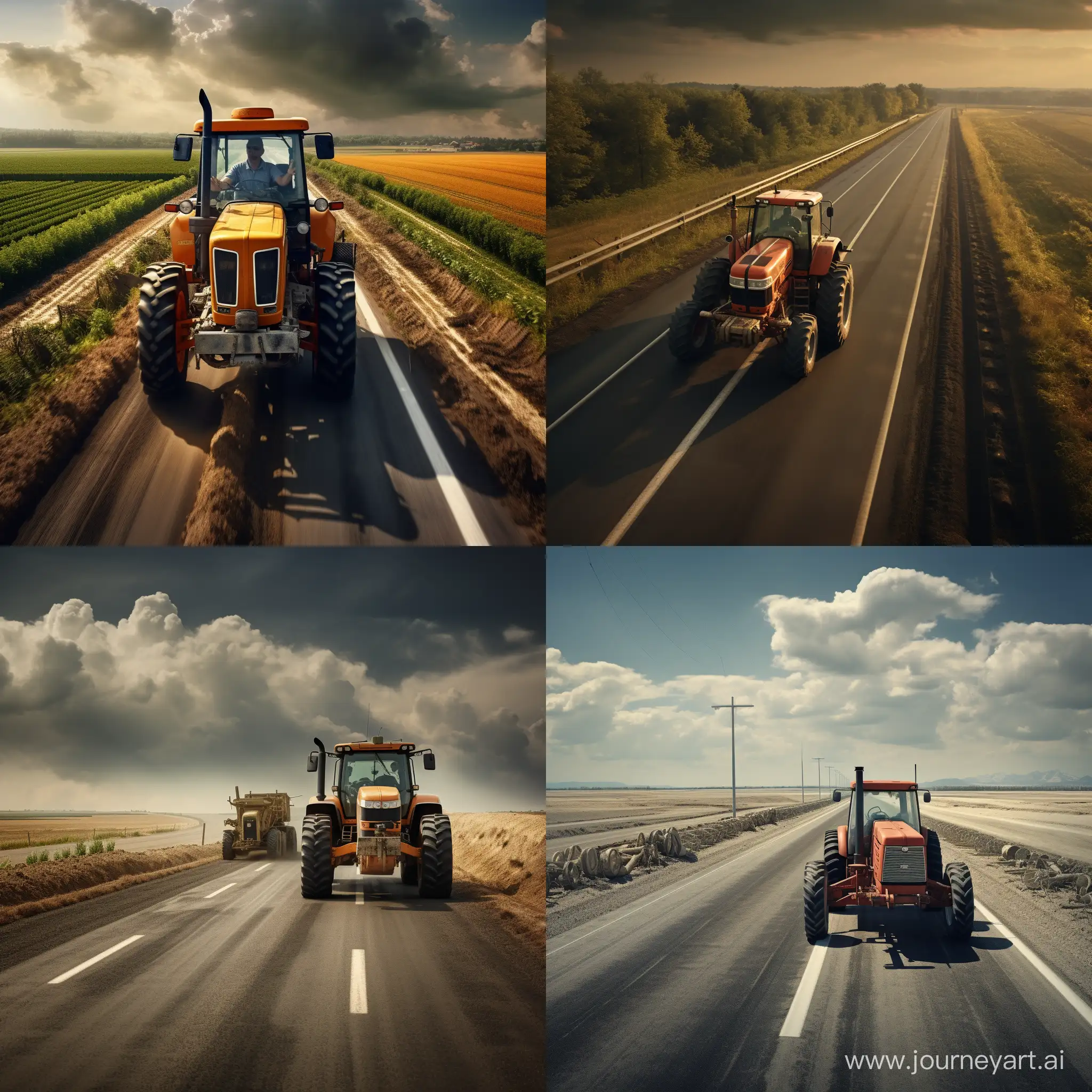 Tractor-Driving-on-Highway-Without-Trailer