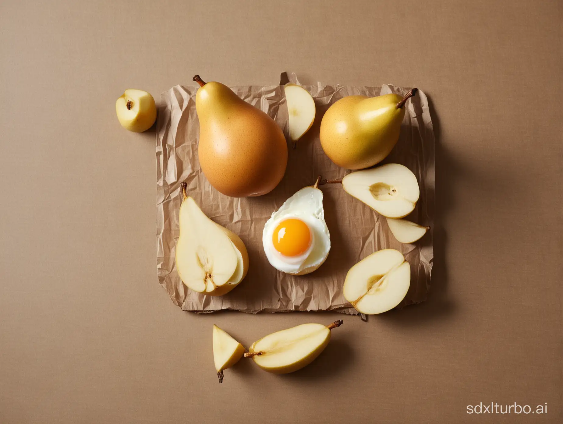 Eggs and pears combine to form an object