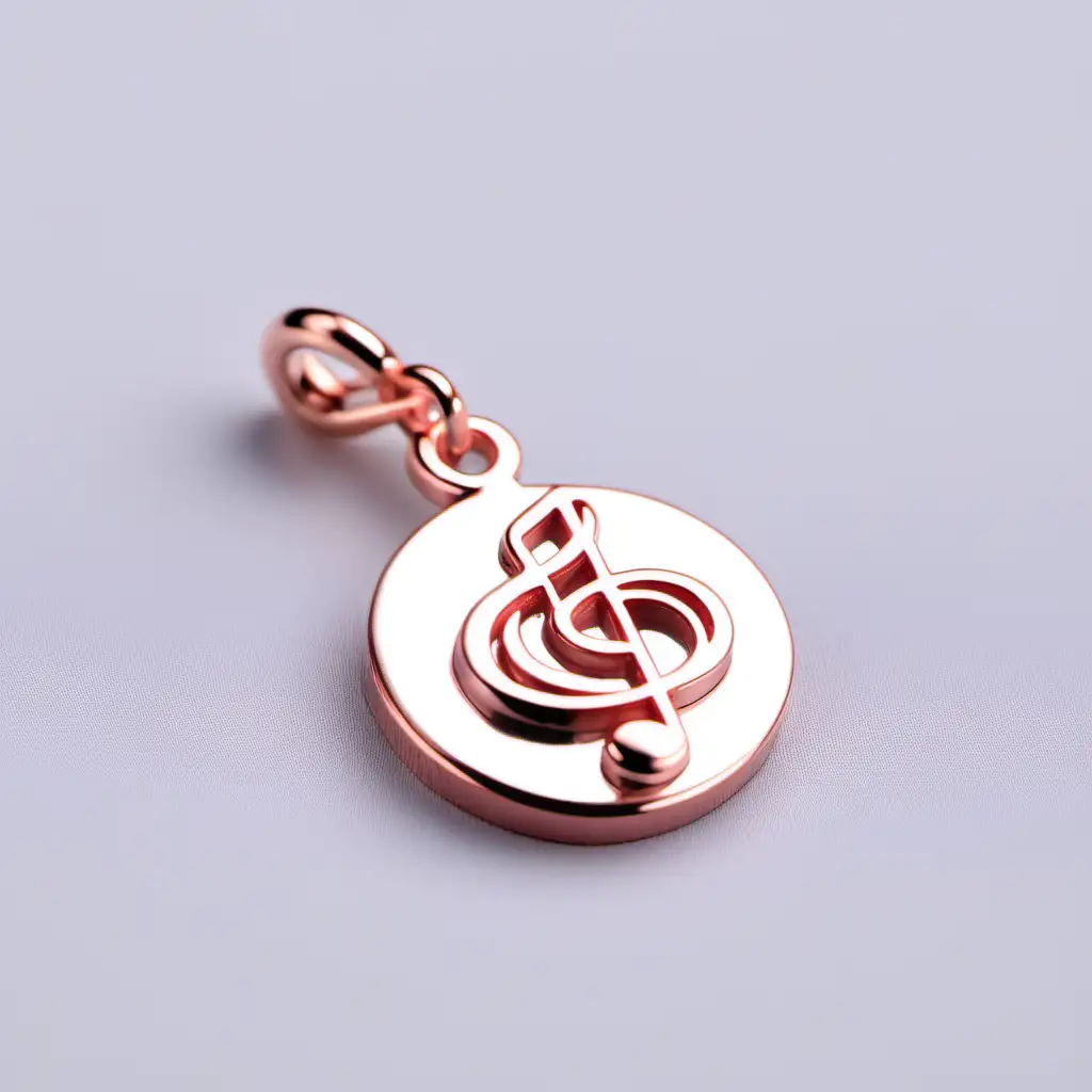 Rose gold charm inspired by musical notes

Background: concert stage