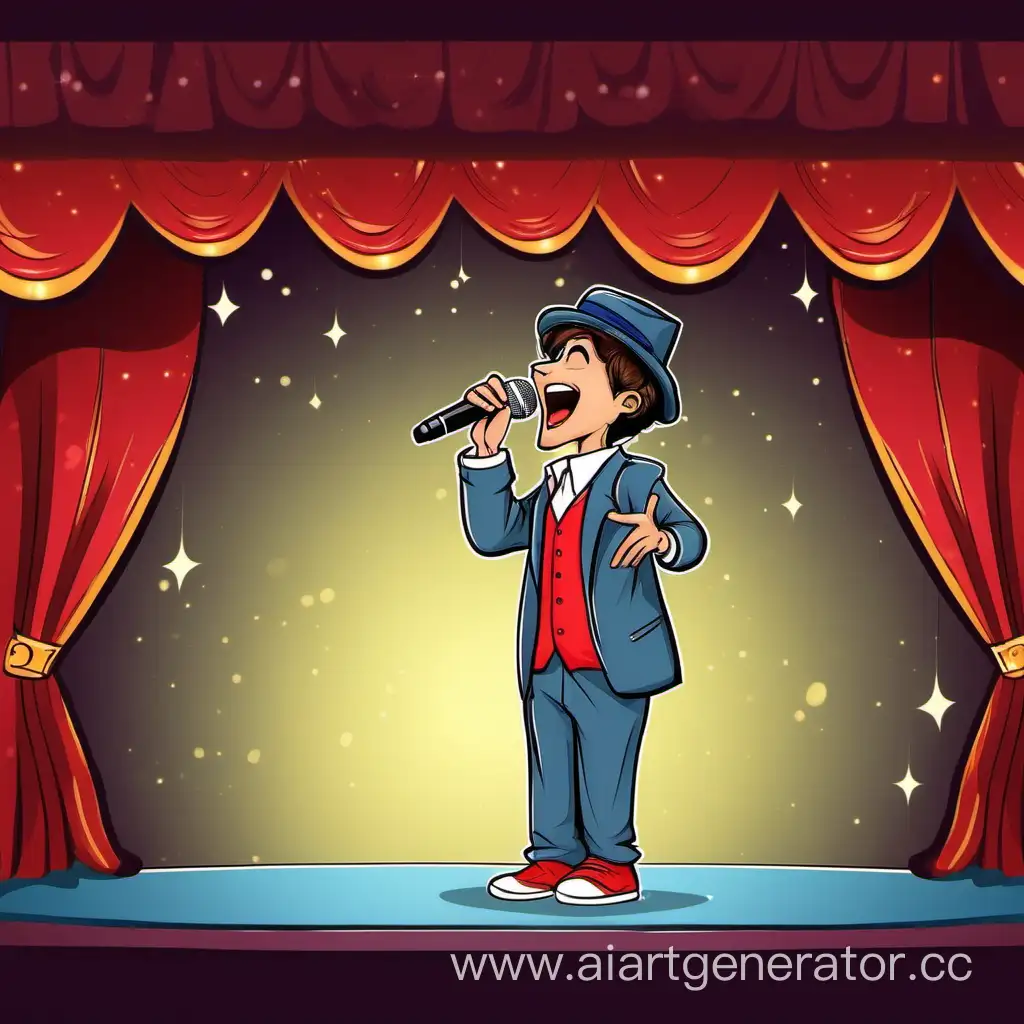 Cartoon singer on the stage