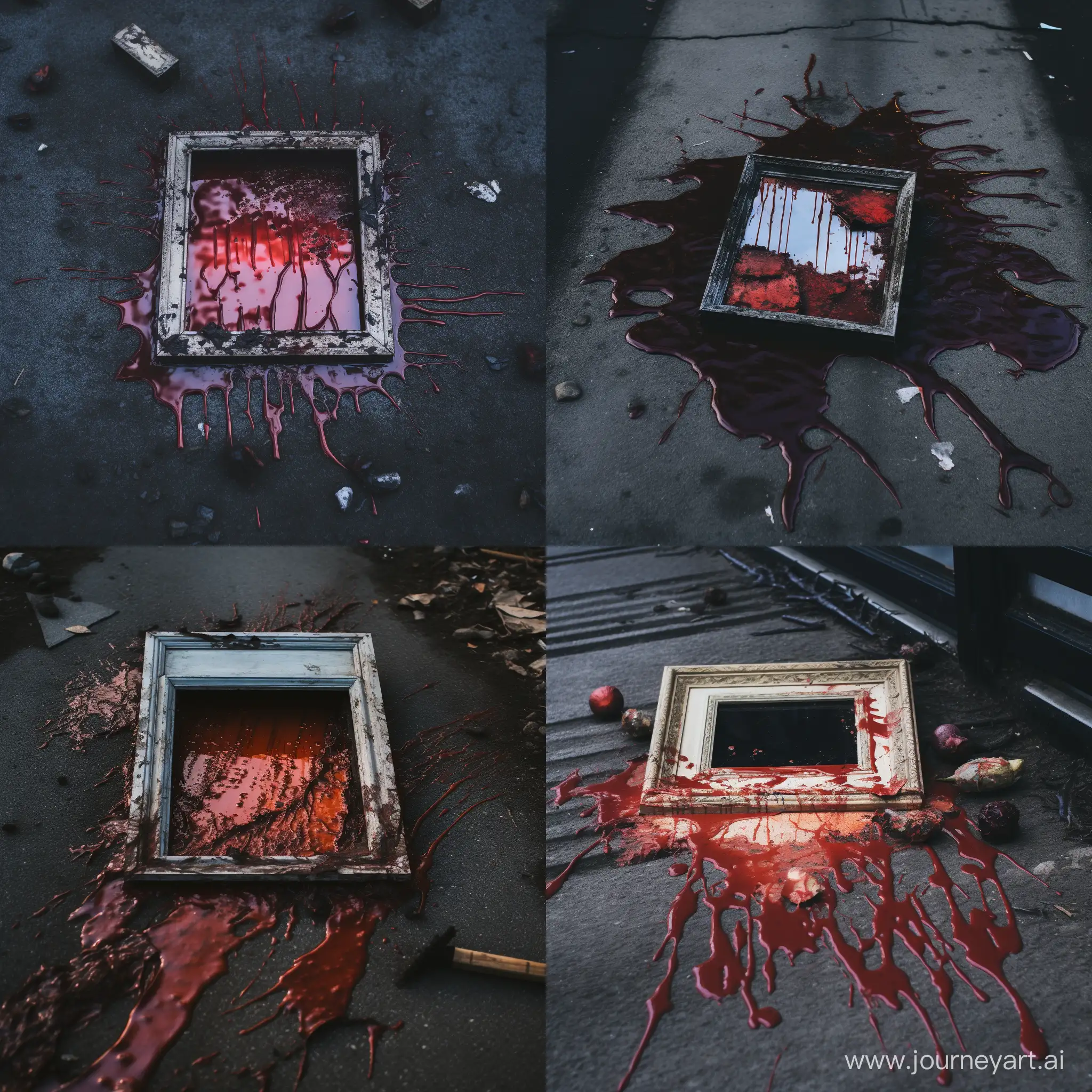 Urban-Tragedy-Abandoned-Crime-Scene-with-BloodStained-Photo-Frame