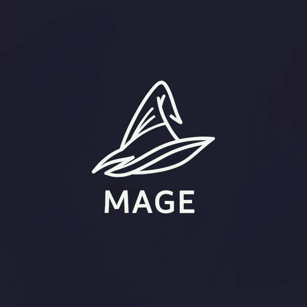 a logo design,with the text "mage", main symbol:wizard hat,Minimalistic,clear background