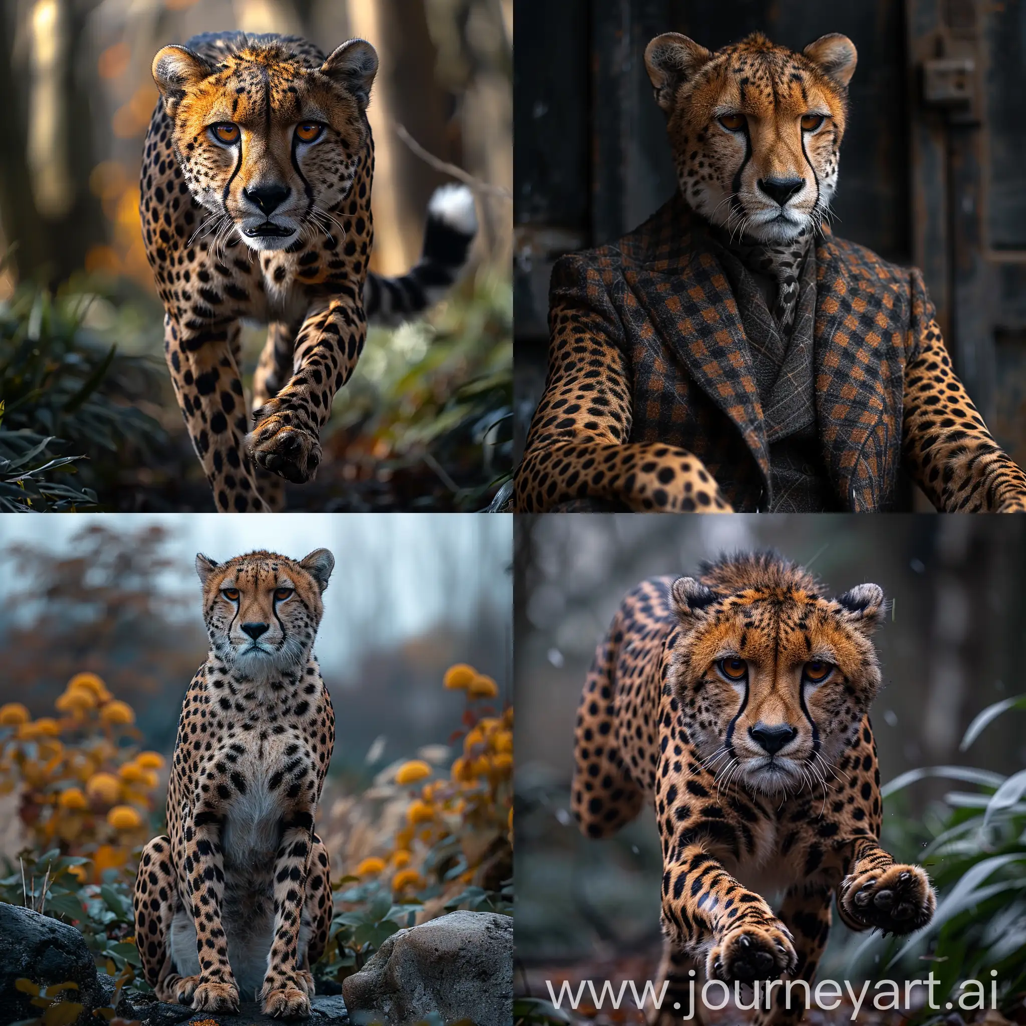 Very very extreme absurde fantastic cheetah ,dynamic camera angle dramatic l ,fashion shoot ,highly detailed --style raw --stylize 750