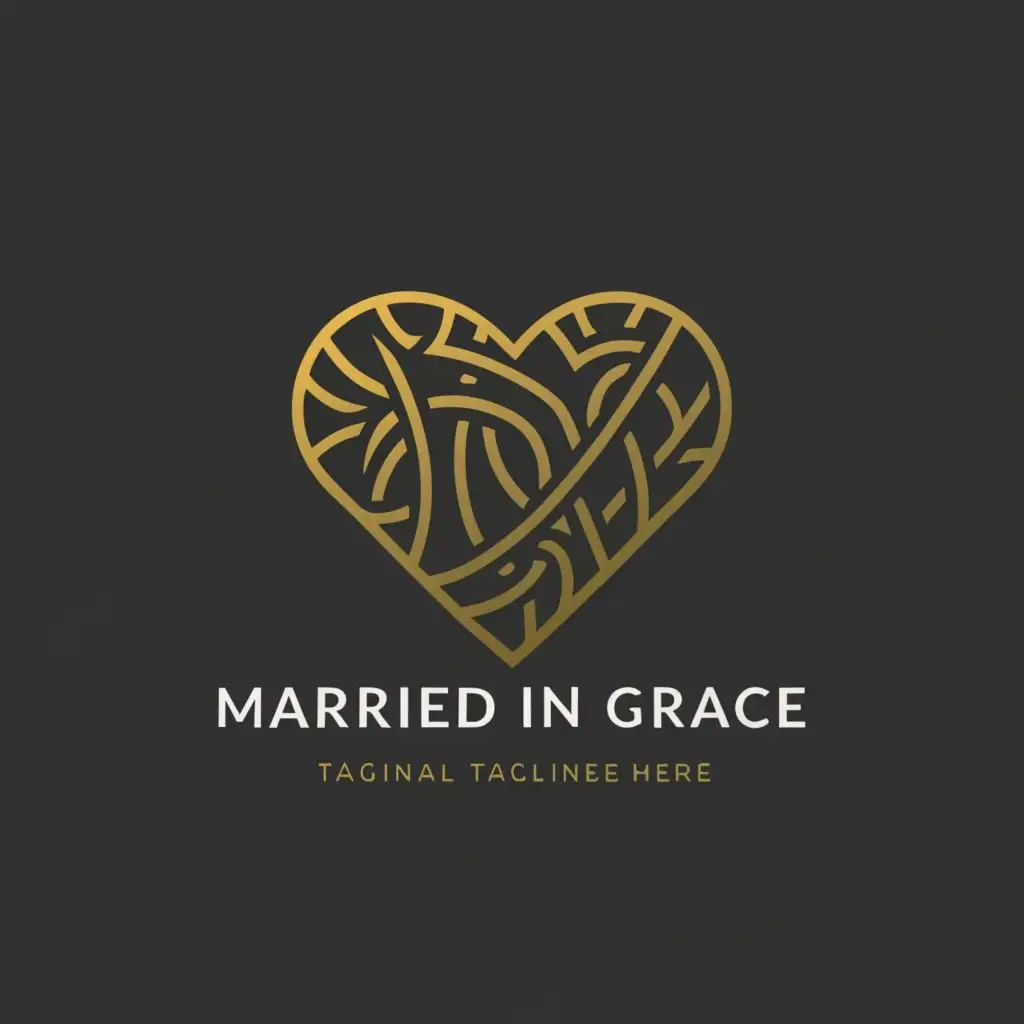 a logo design,with the text "Married in Grace", main symbol:Heart in style of kintsugi,Moderate,clear background