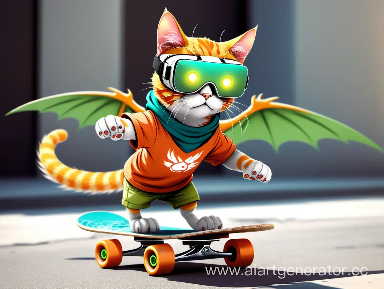 Dragonthemed-Cat-Skateboarding-in-Virtual-Reality-with-Smartwatch