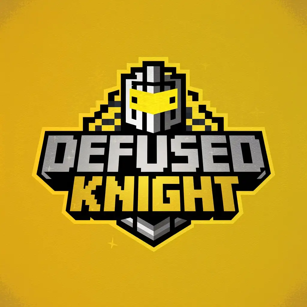 MAKE A MINECRAFT LOGO WITH TEXT 
 ' DEFUSED KNIGHT ' USE YELLOW COLOUR 